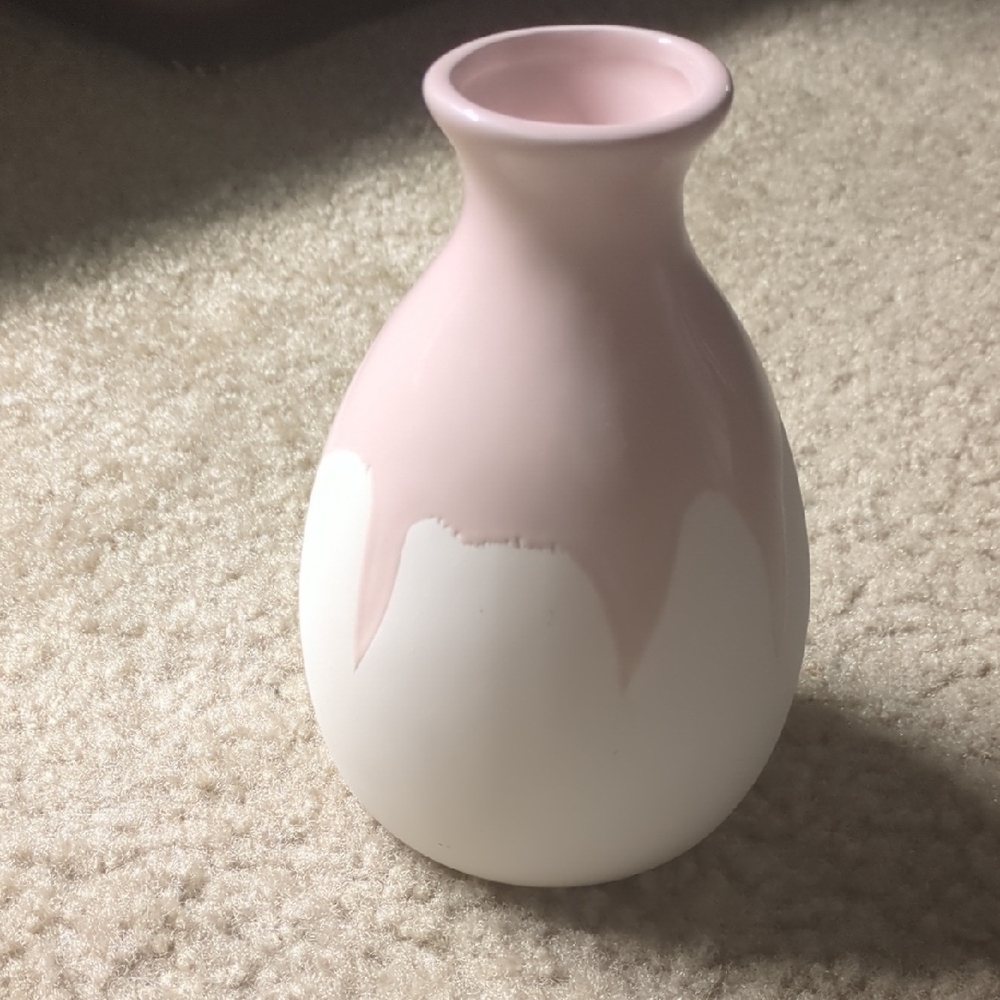 Isaac Mizrahi Blush Pink and White Vase